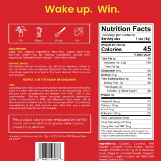 Morning Miracle Coffee Creamer label back