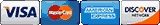 Credit Cards Accepted - Visa, Master Card, Discover, AMEX